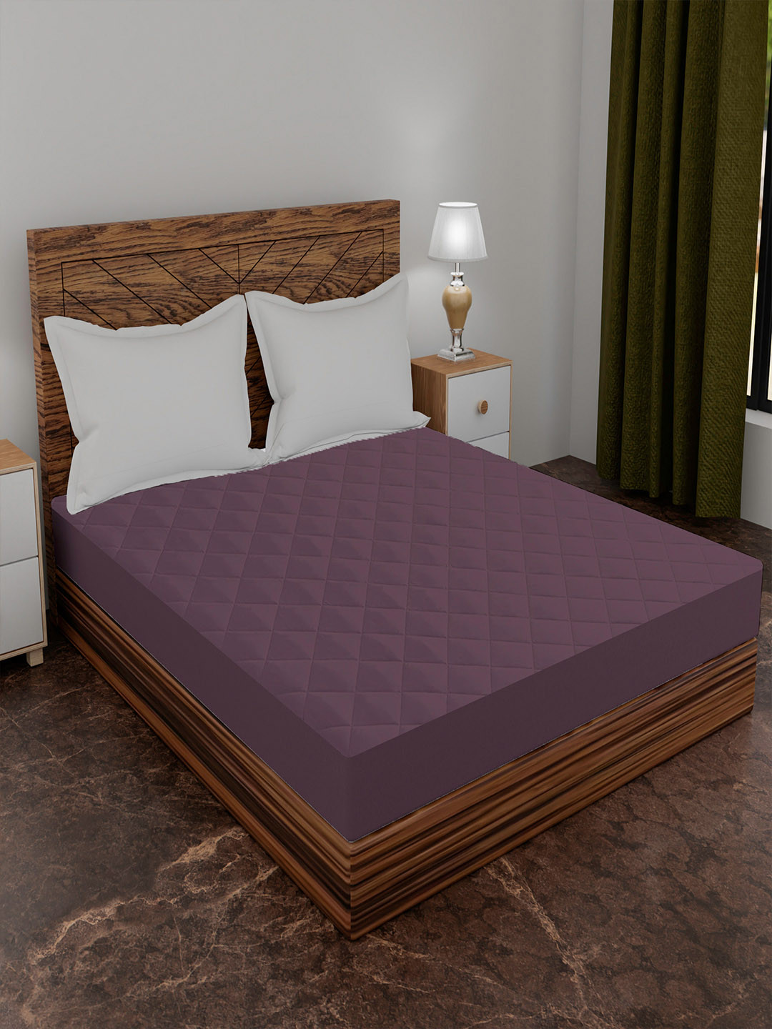 AVI Purple Solid Queen Size Waterproof Mattress Protector