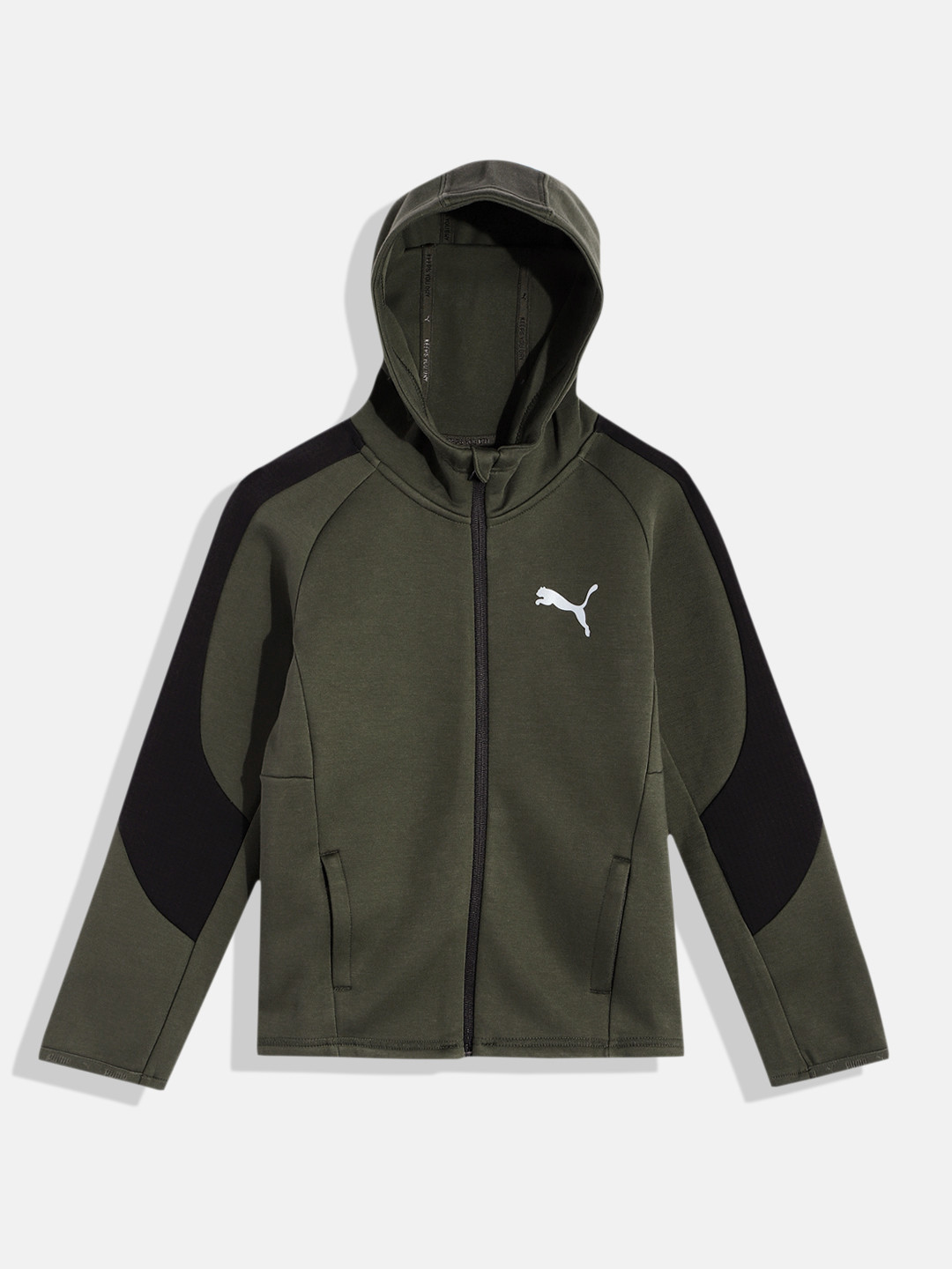 Puma Boys Green Evostripe Regular Fit Bomber Jacket