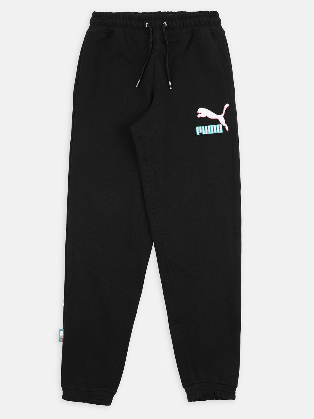 Puma Boys Black Solid Pure Cotton Fandom Sweatpants Youth Joggers