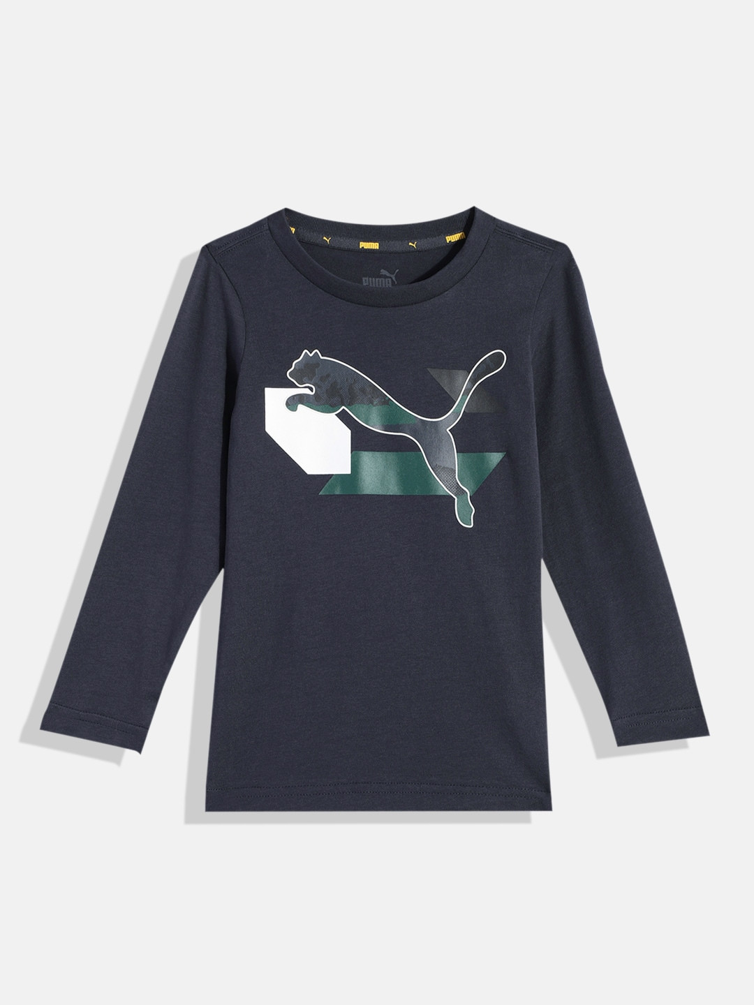 Puma Boys Alpha Longsleeve Youth Brand Logo Printed Pure Cotton Regular Fit T-shirt