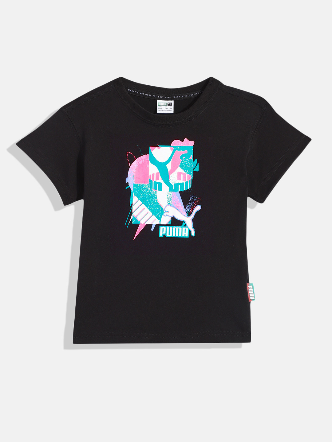 Puma Boys Relaxed Fit Fandom Brand Logo Printed Pure Cotton T-shirt