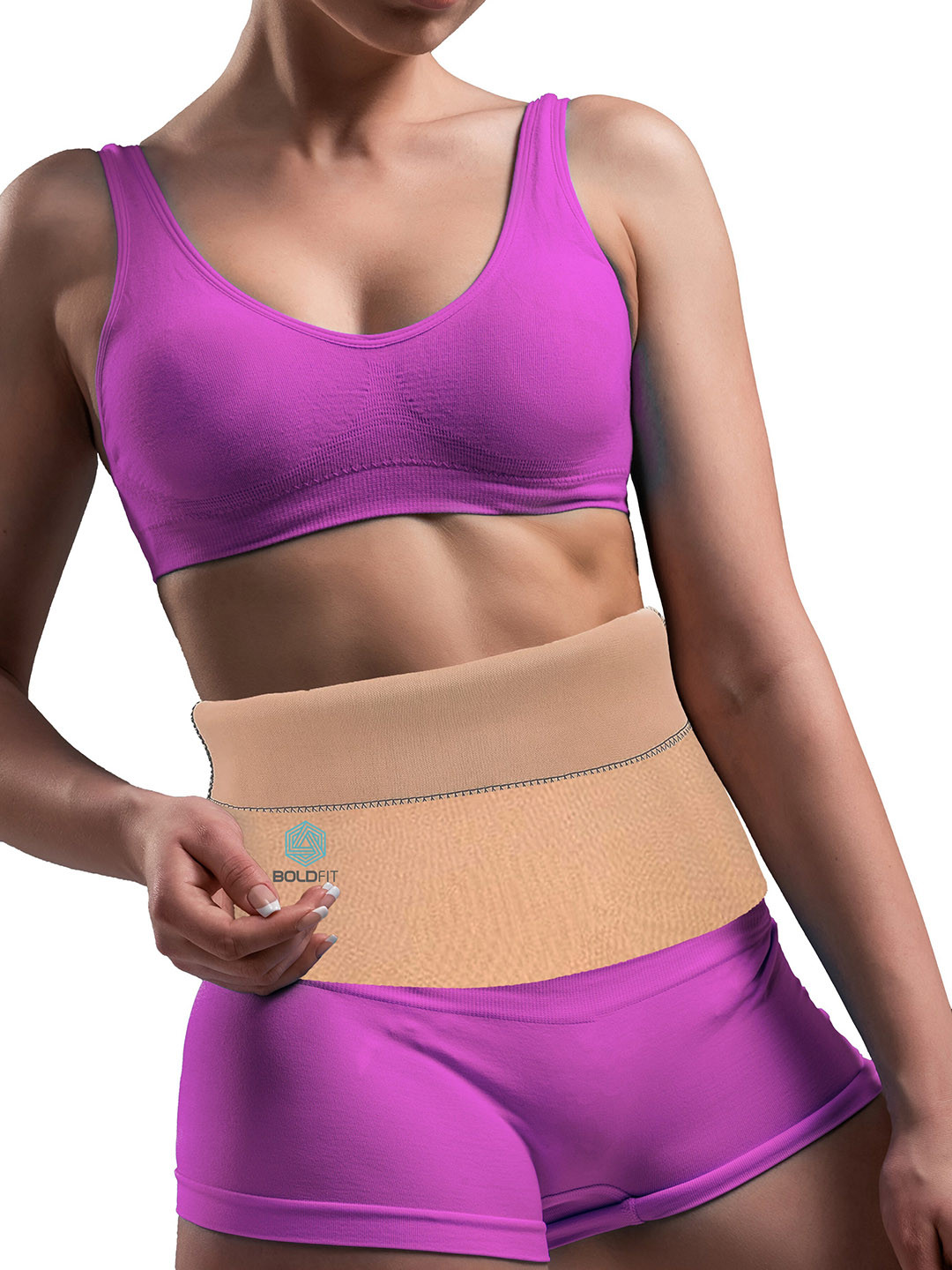 BOLDFIT Unisex Cream Solid Tummy Shapewear