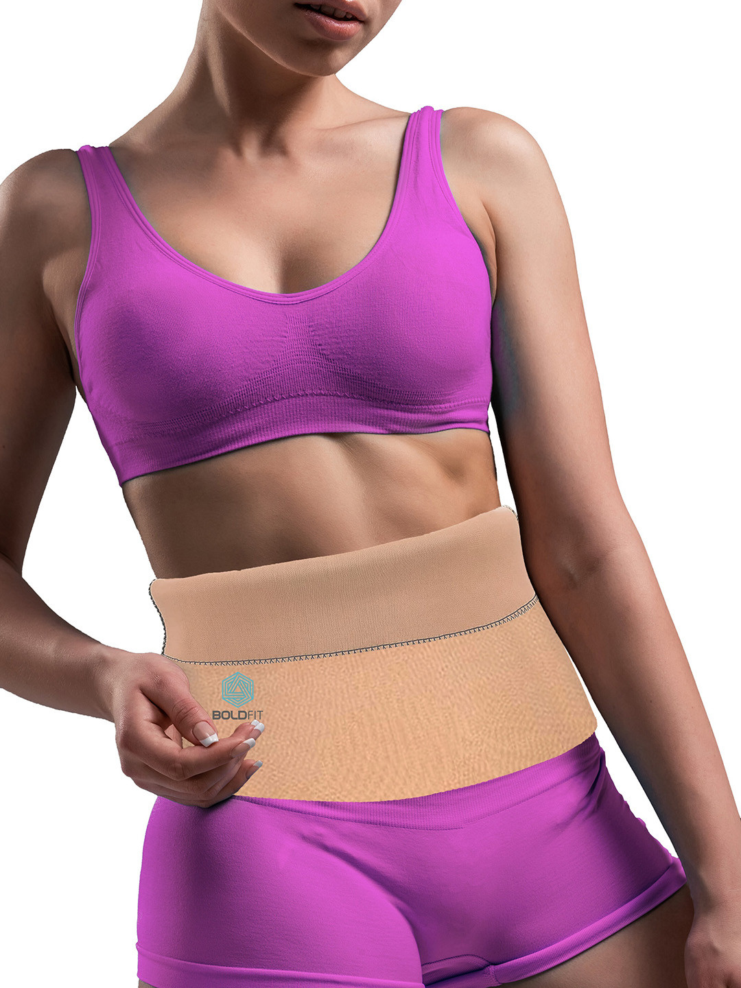 BOLDFIT Unisex Cream Solid Tummy Shapewear