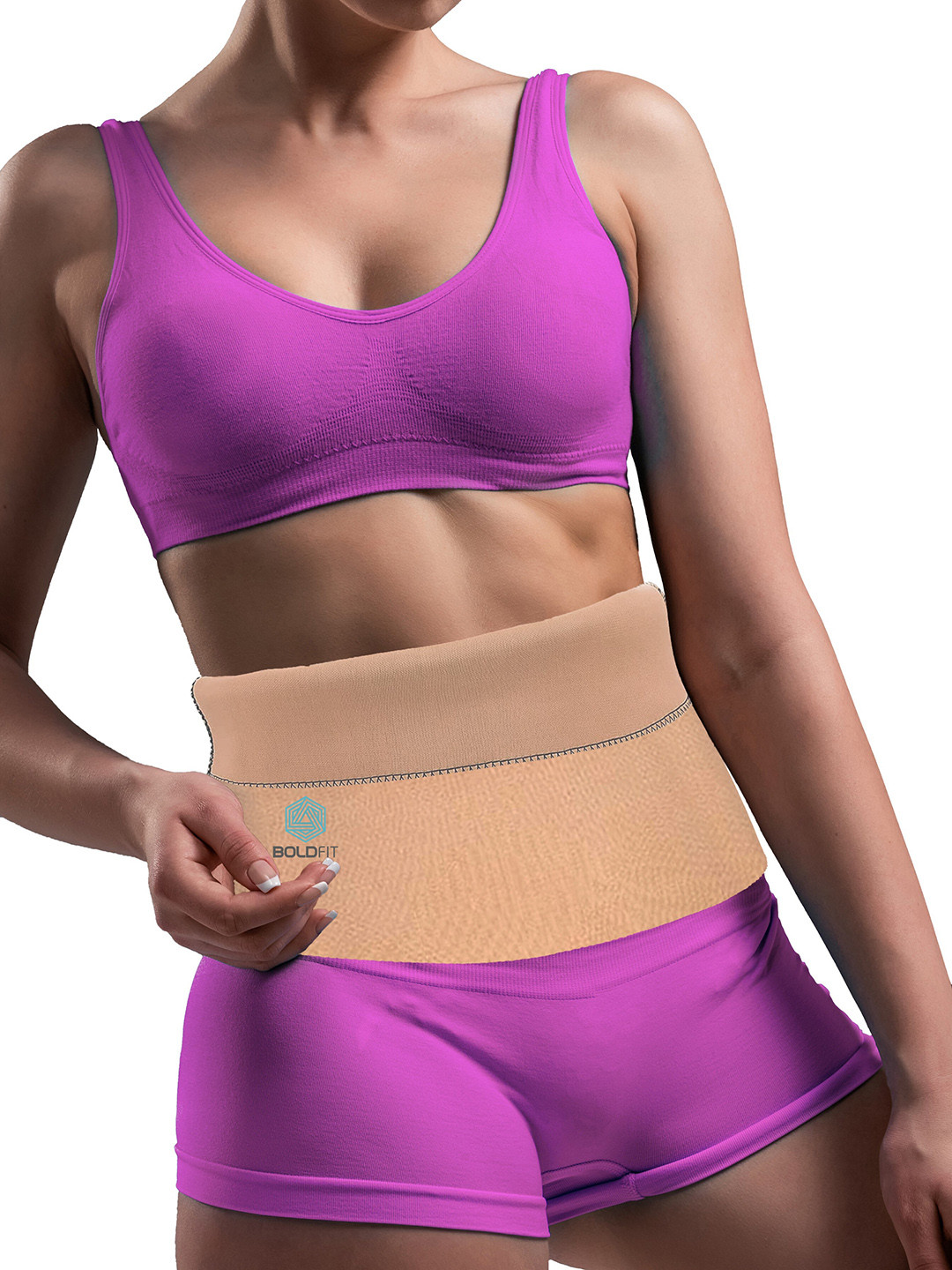 BOLDFIT Unisex Cream Coloured Solid Body Shapewear