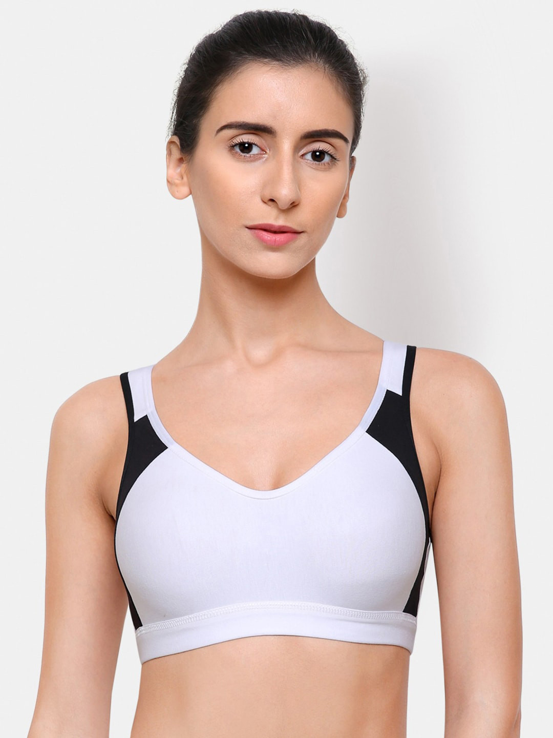 College Girl White & Black Non-Wired Non Padded T-shirt Bra