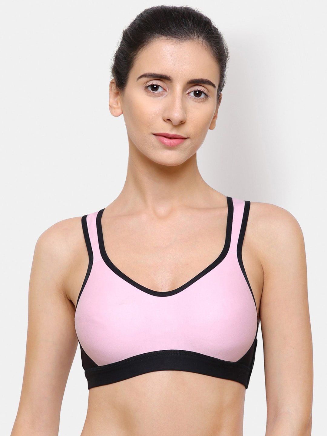 College Girl Pink & Black Solid T-shirt Bra
