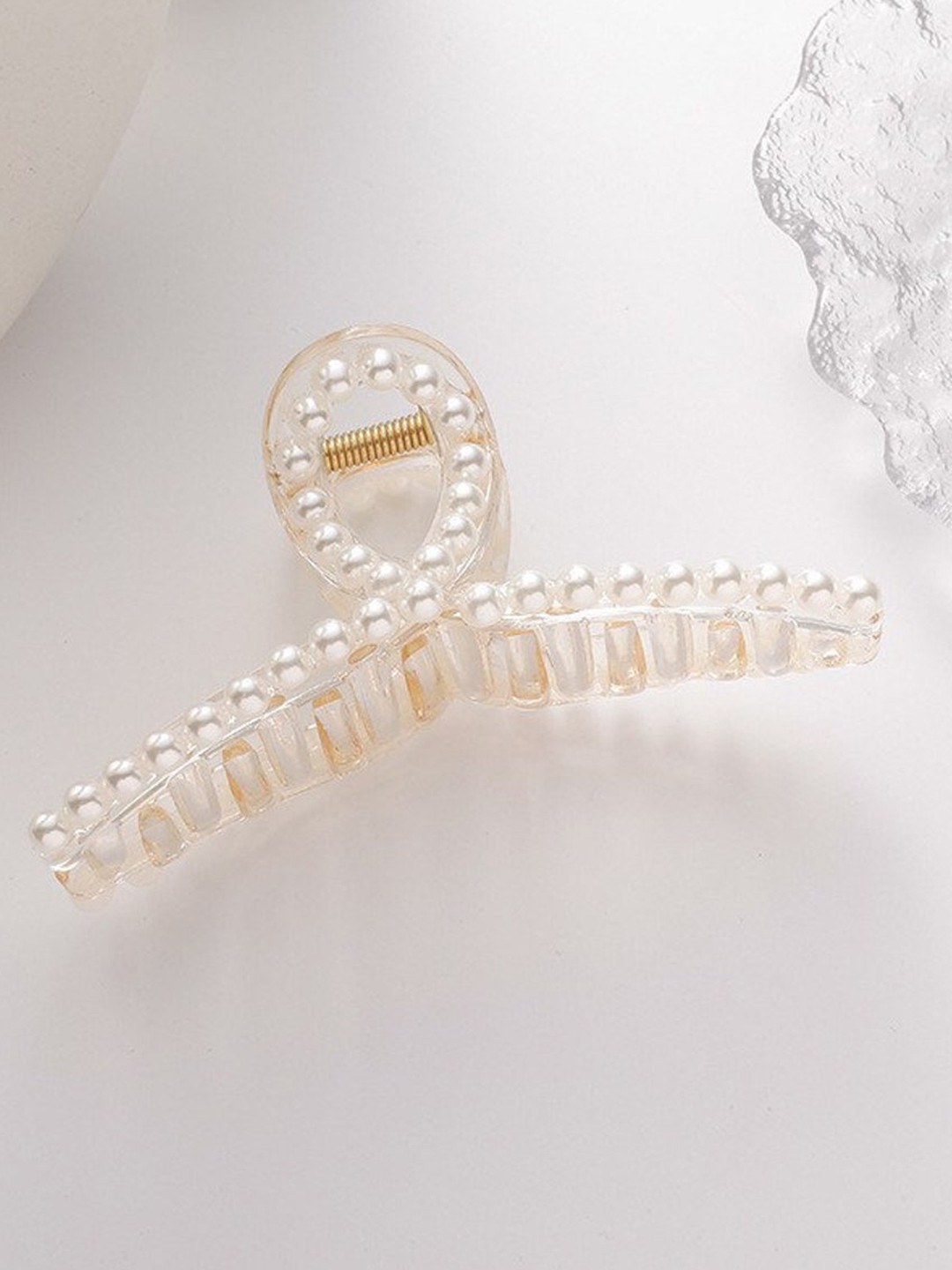ANNA CREATIONS Women White Embellished Claw Clip