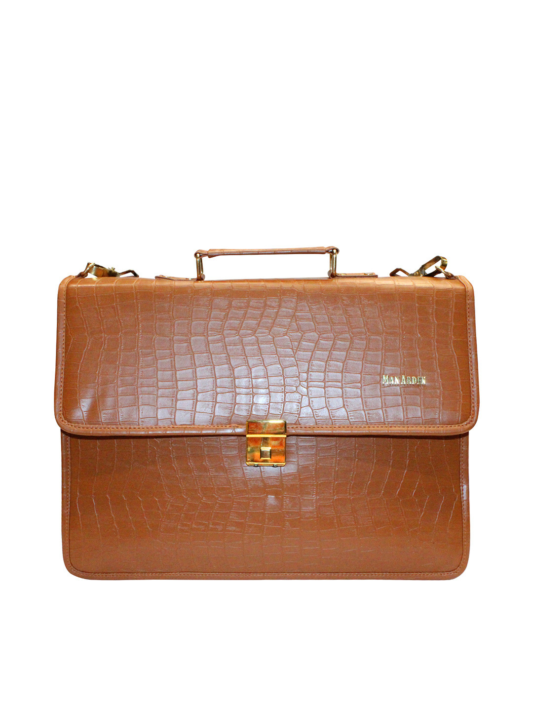 Man Arden Men Brown Textured Leather The Vintage Aura Briefcase Laptop Bag