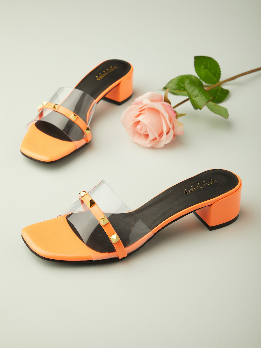 Tokyo Talkies Orange Party Block Heels