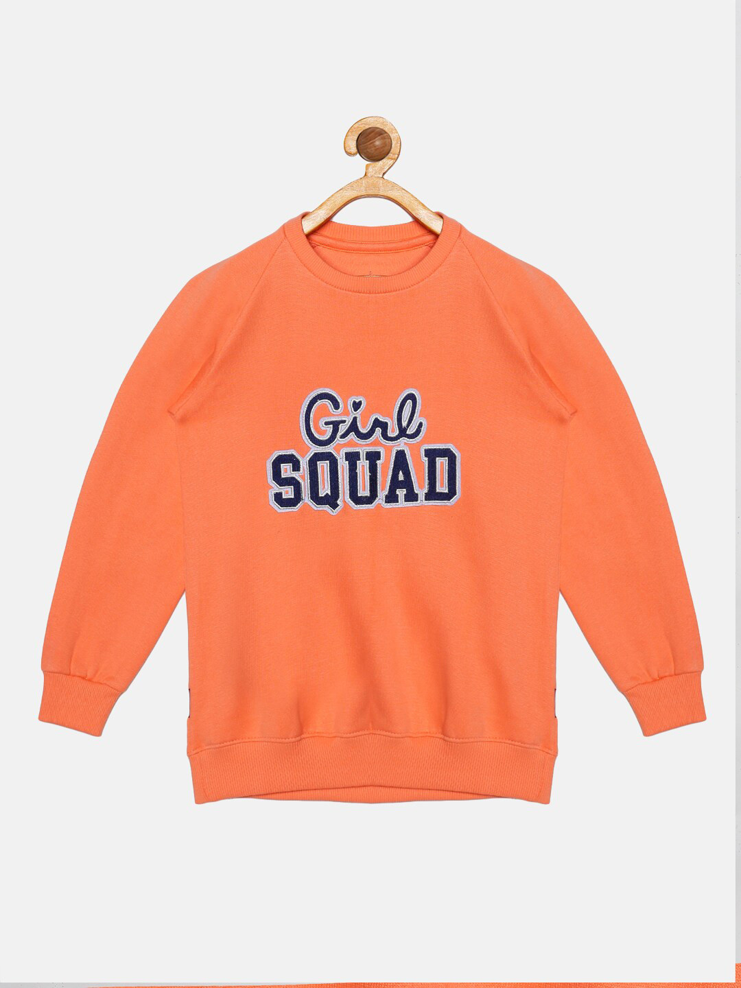 KiddoPanti Girls Peach Applique Fleece Sweatshirt