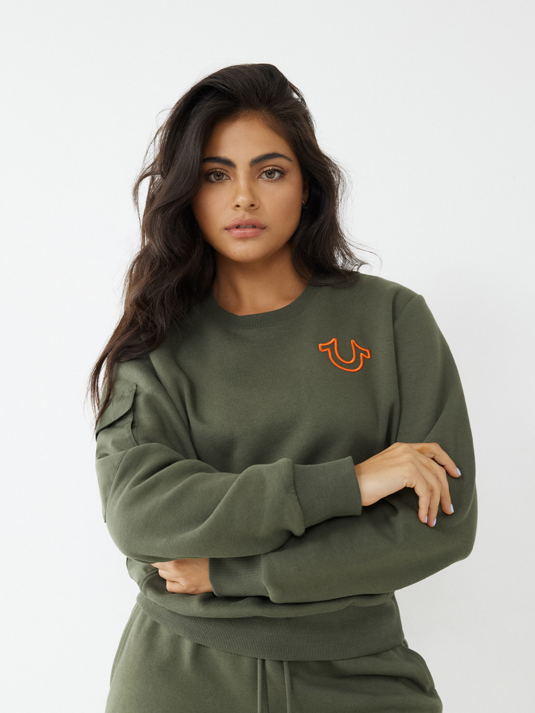 True Religion Women White Cotton Sweatshirt