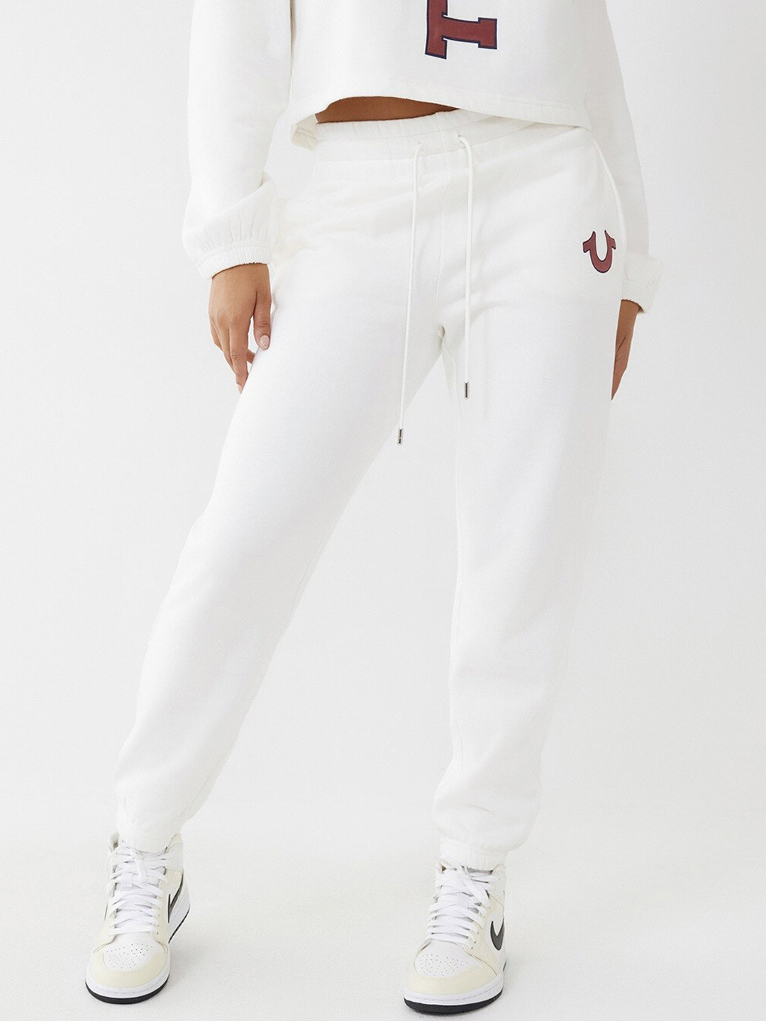 True Religion Women White Solid Joggers