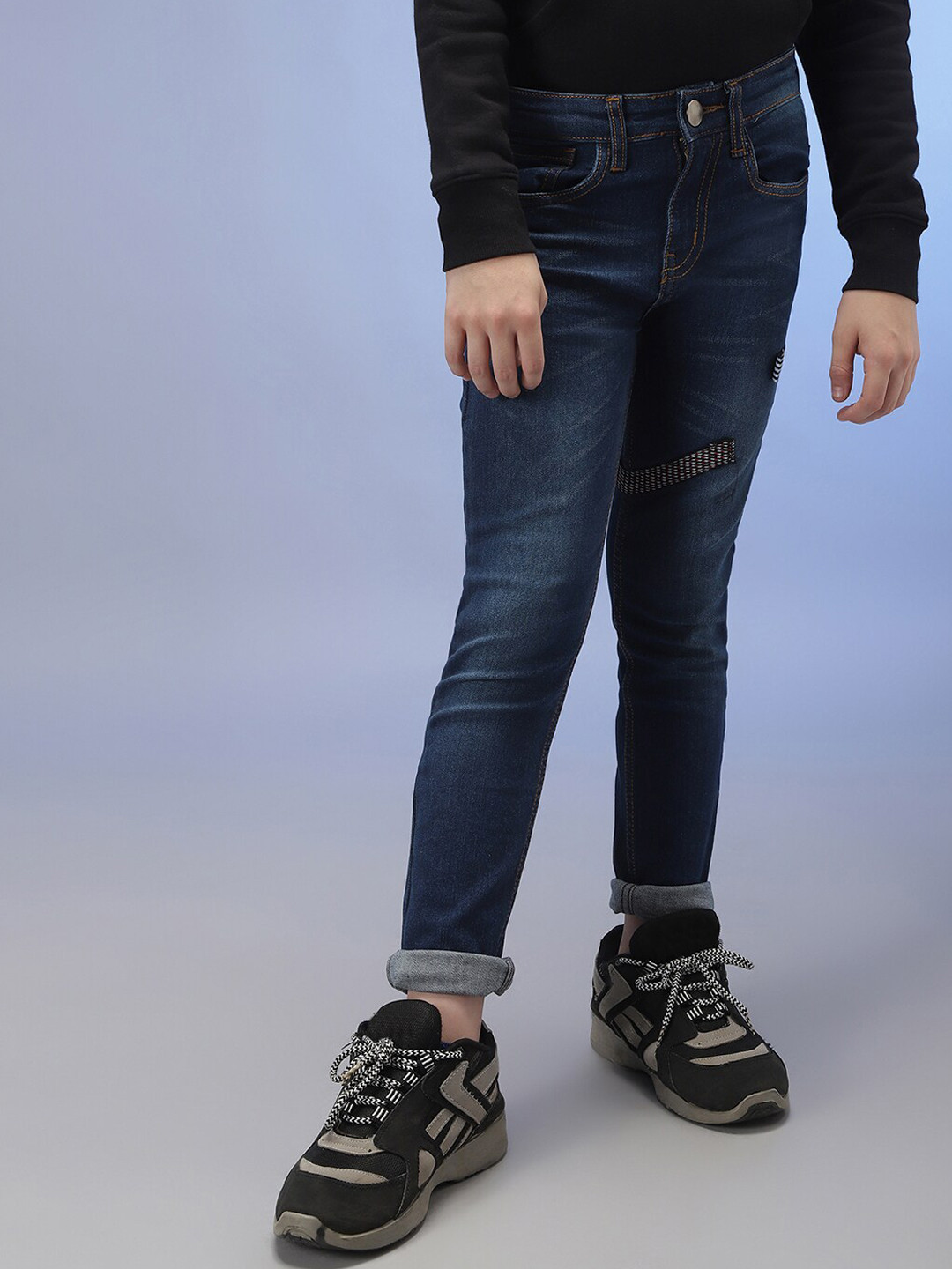 Instafab Boys Blue Classic Slim Fit Light Fade Stretchable Jeans