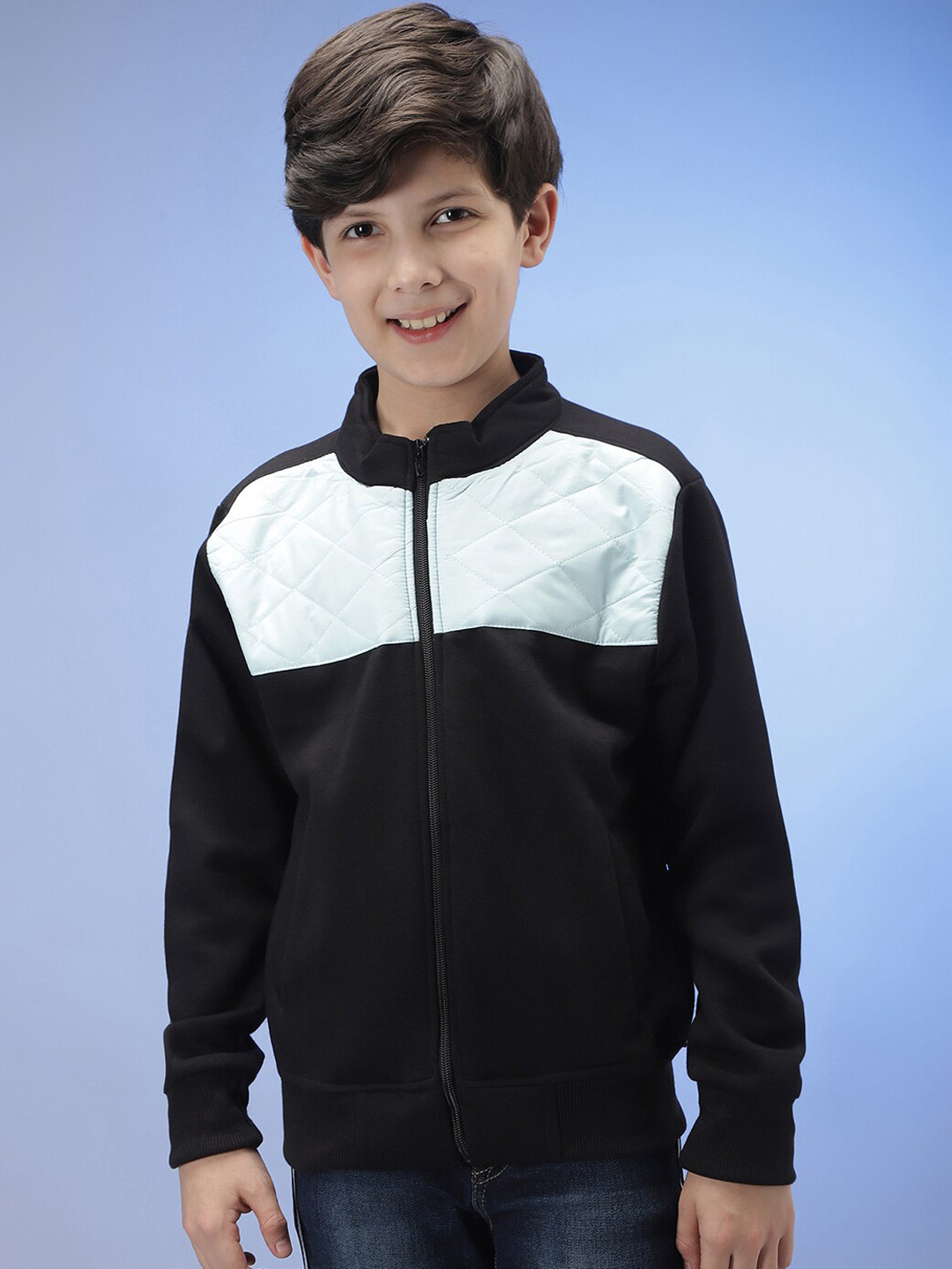 Instafab Boys Black White Outdoor Quilted Cotton Jacket