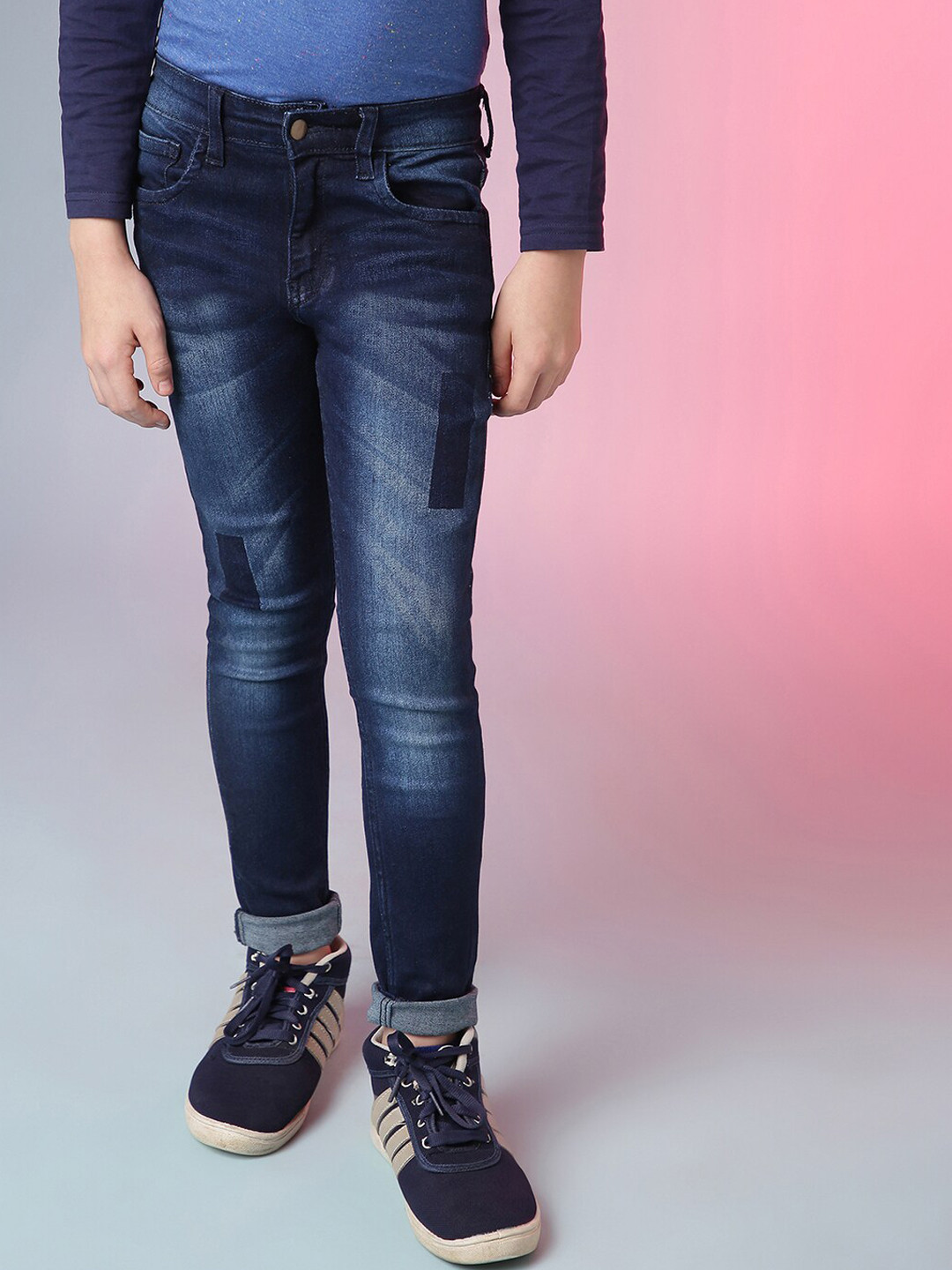 Instafab Boys Blue Classic Slim Fit Light Fade Stretchable Jeans