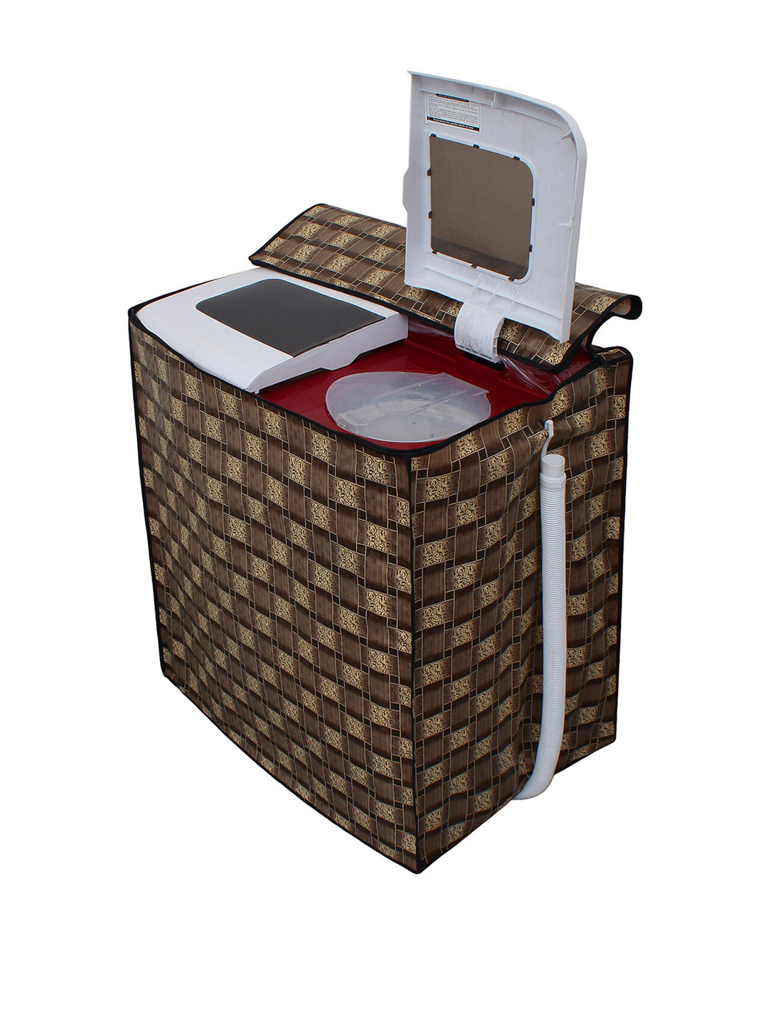 DREAM CARE Brown  Printed Semi Automatic Waterproof & Dustproof Washing Machine Cover