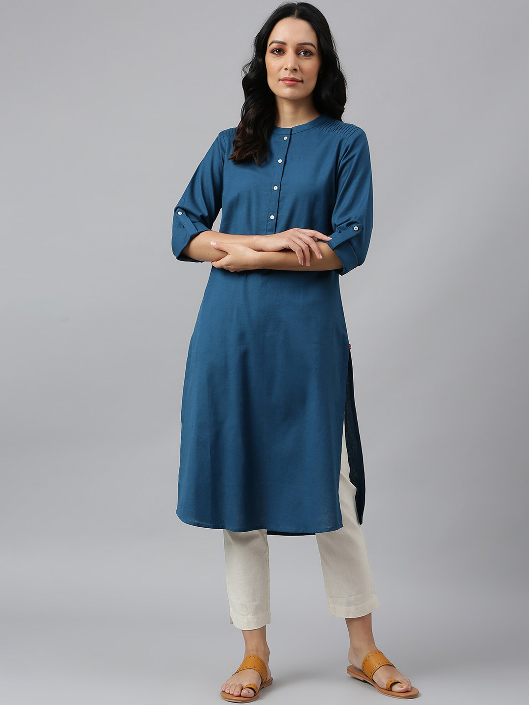 W Women Blue Indie Prints Kurta