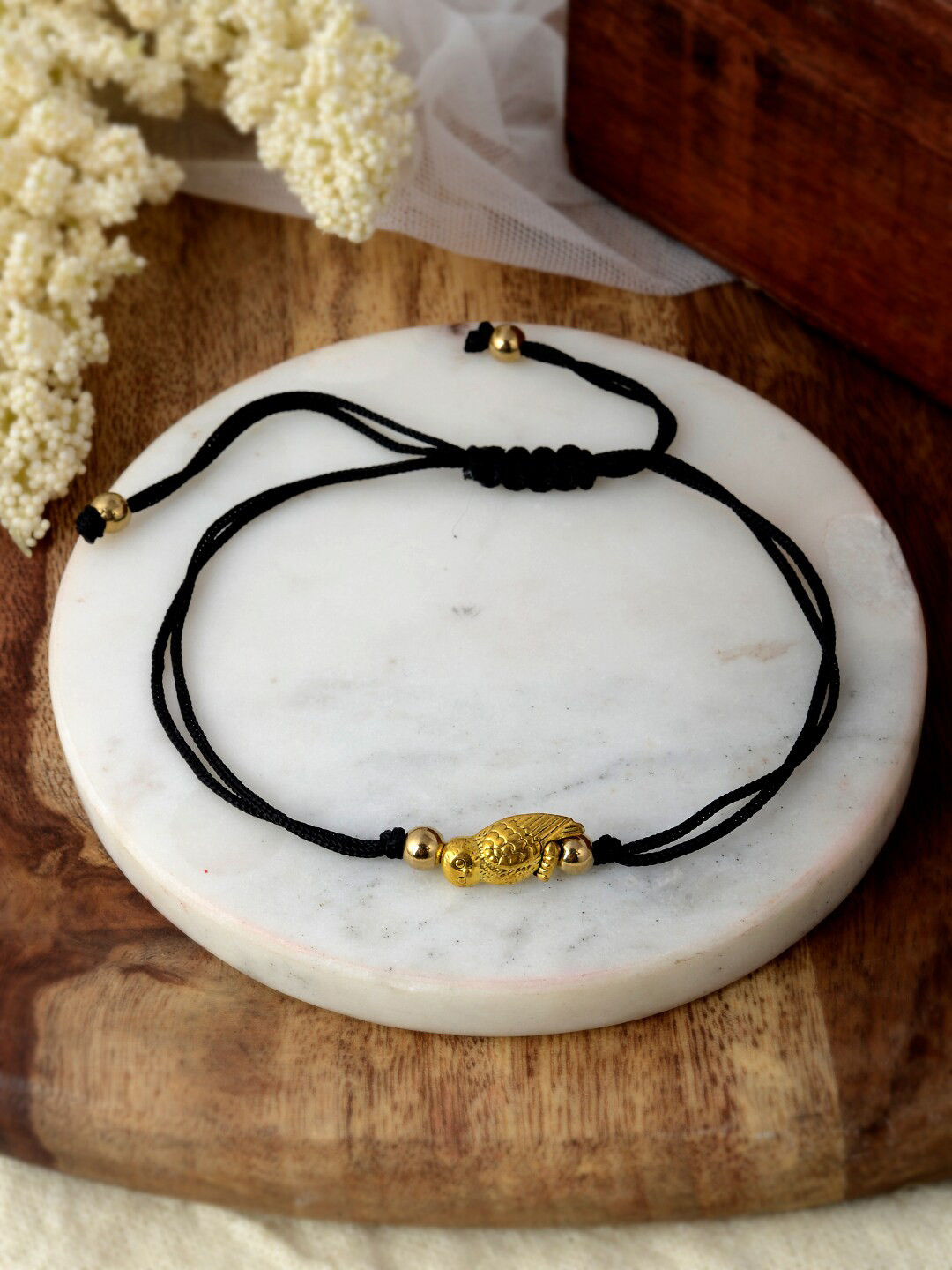 Silvermerc Designs Gold-Plated Charm Beaded Thread Anklet