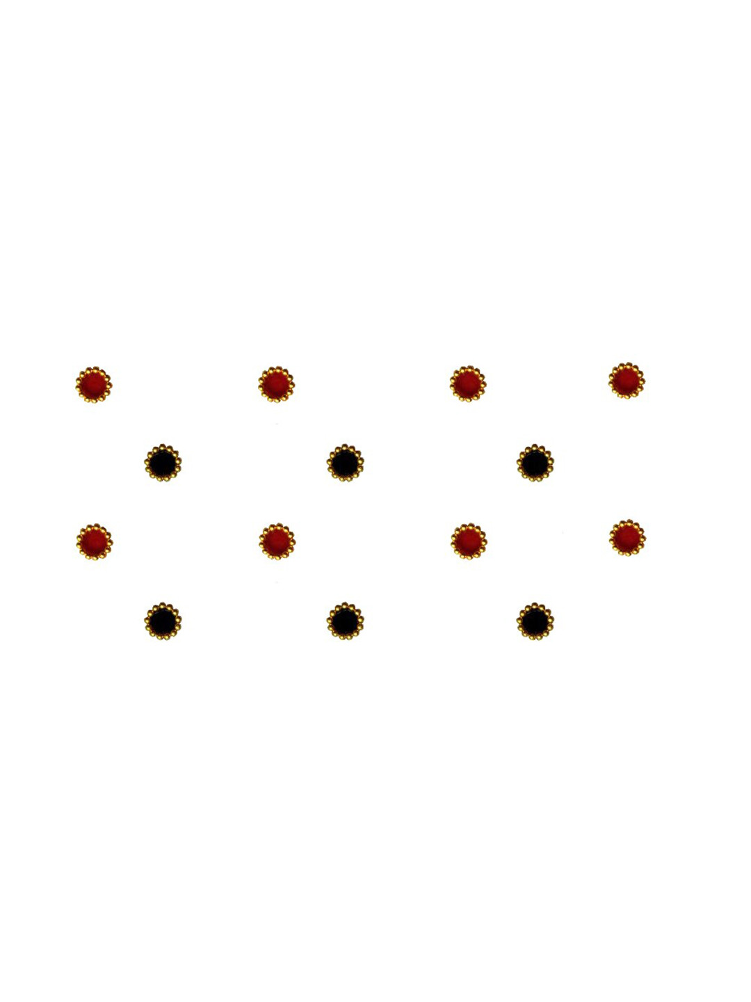 Comet Busters Maroon & Black Stone-Studded Round Shaped Bindis - 14 Pcs