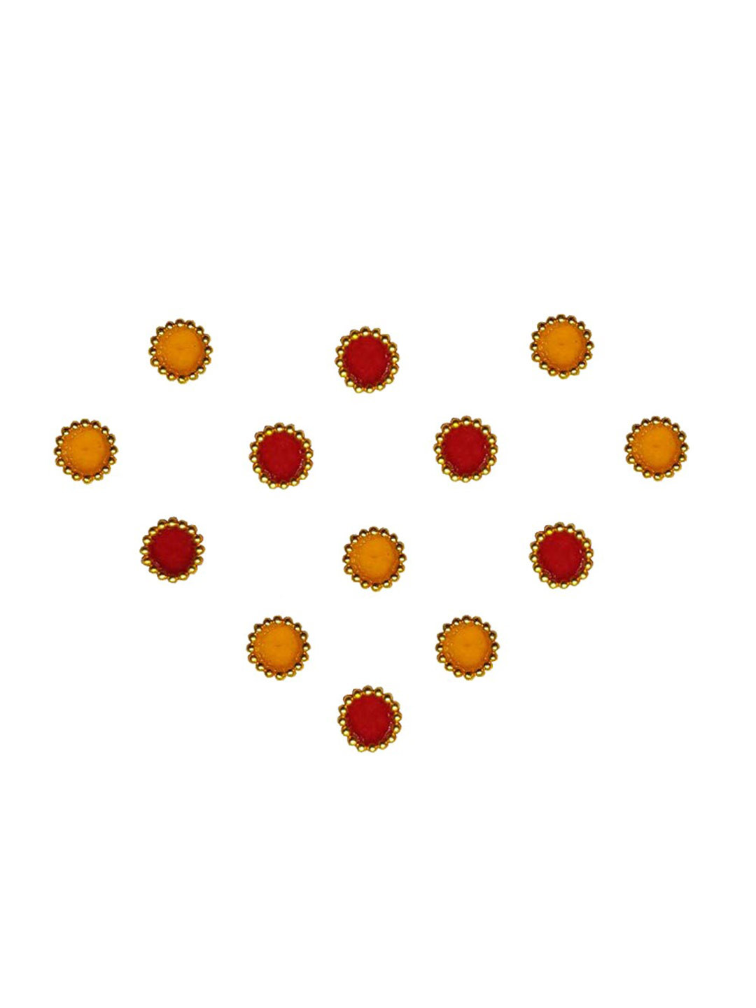 Comet Busters 13 Pcs Orange & Red Circular Shaped Beaded Bindi