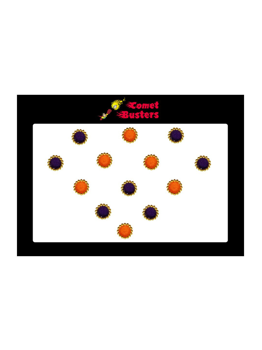 Comet Busters 13 Pcs Orange & Blue Circular Shaped Beaded Bindi