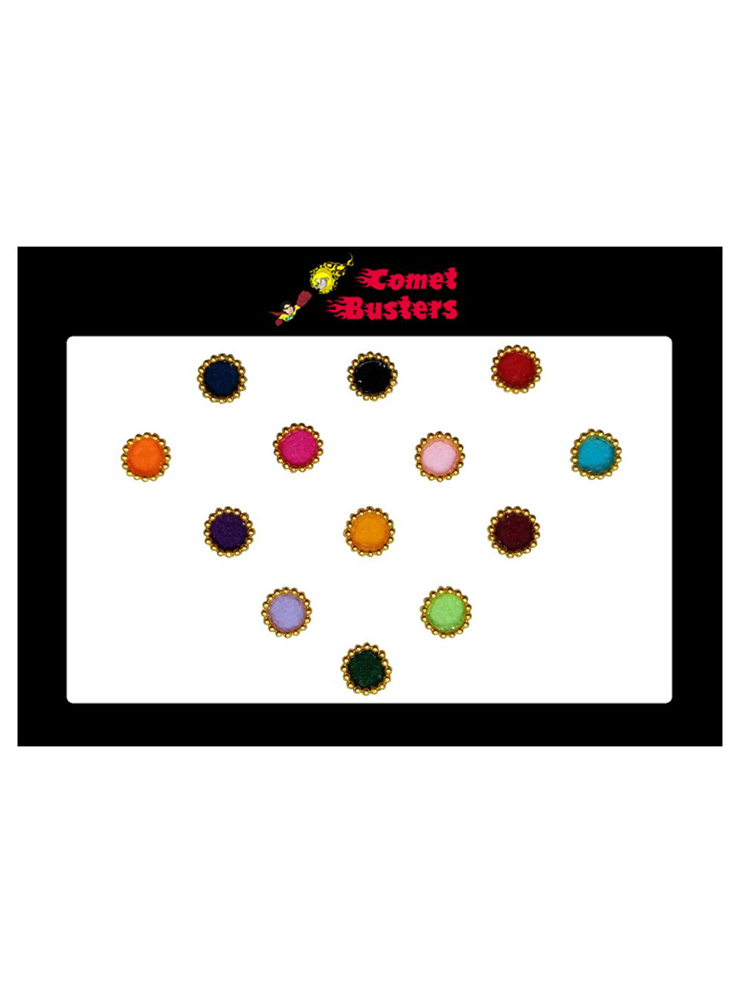 Comet Busters Multicoloured Round Shaped Bindis - 13 Pcs