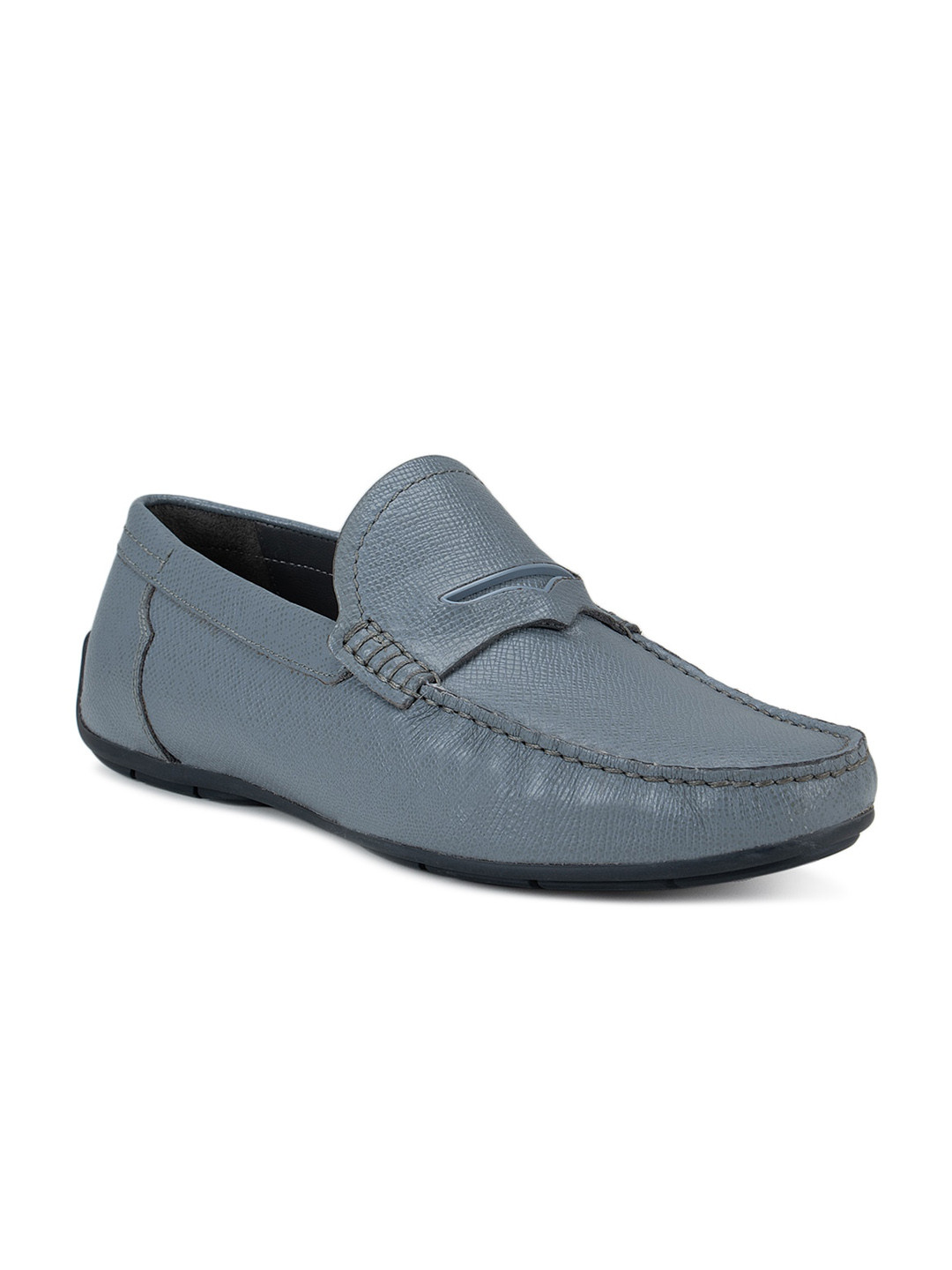 ROSSO BRUNELLO Men Blue Leather Driving Shoes