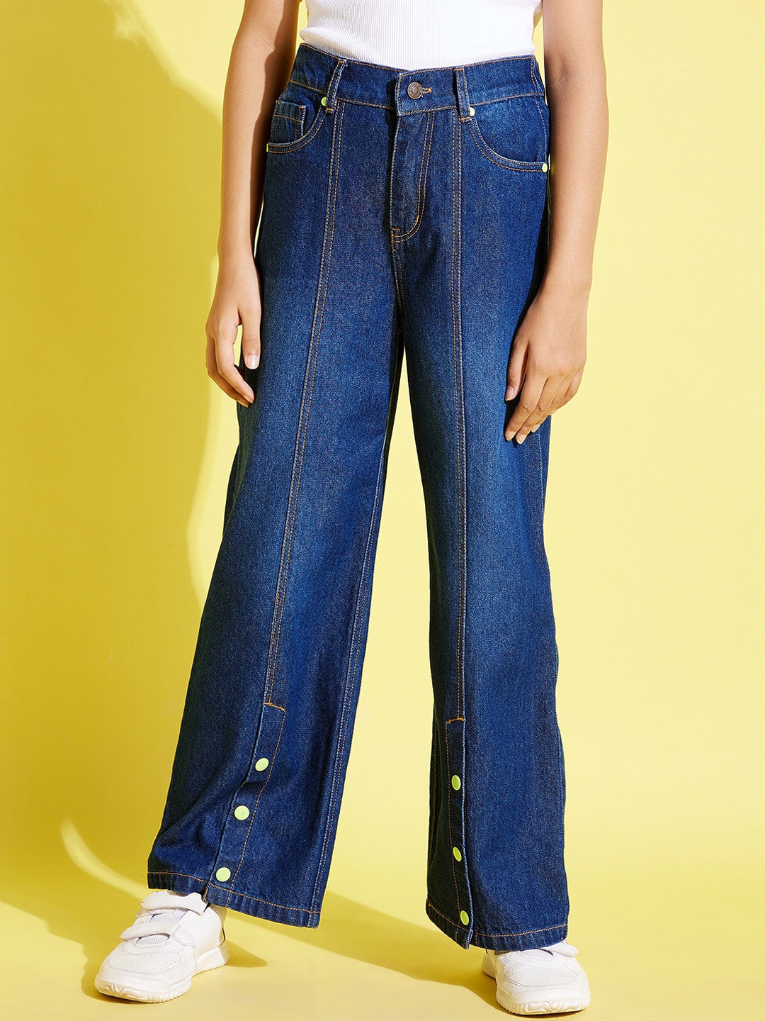 Noh Voh - SASSAFRAS Kids Girls Blue Wide Leg Jeans