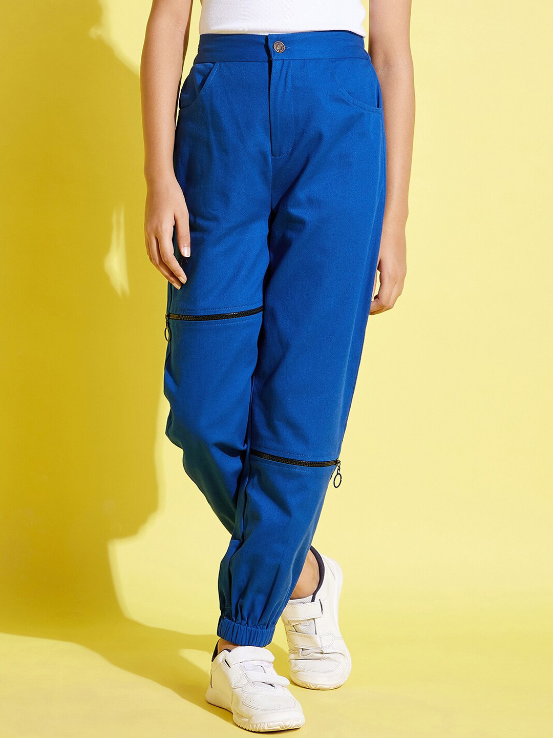 Noh.Voh - SASSAFRAS Girls Blue Solid Pure Cotton Joggers