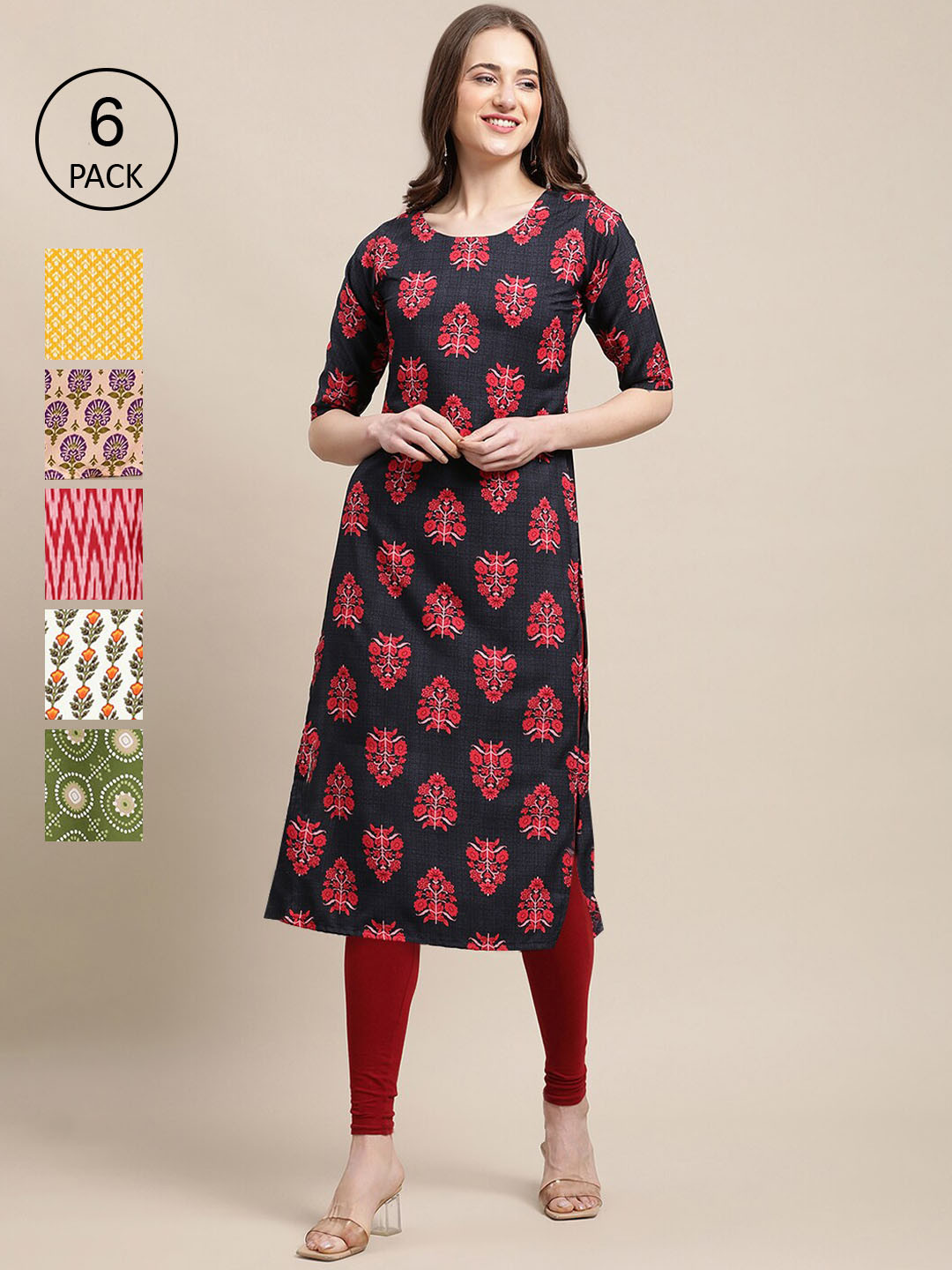 7Threads Women Multicoloured Summer Sheers Crepe Kurta