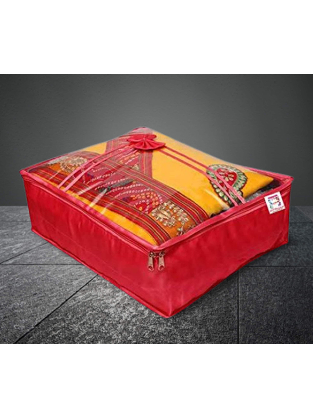 atorakushon Set Of 8 Maroon Solid Saree Organisers