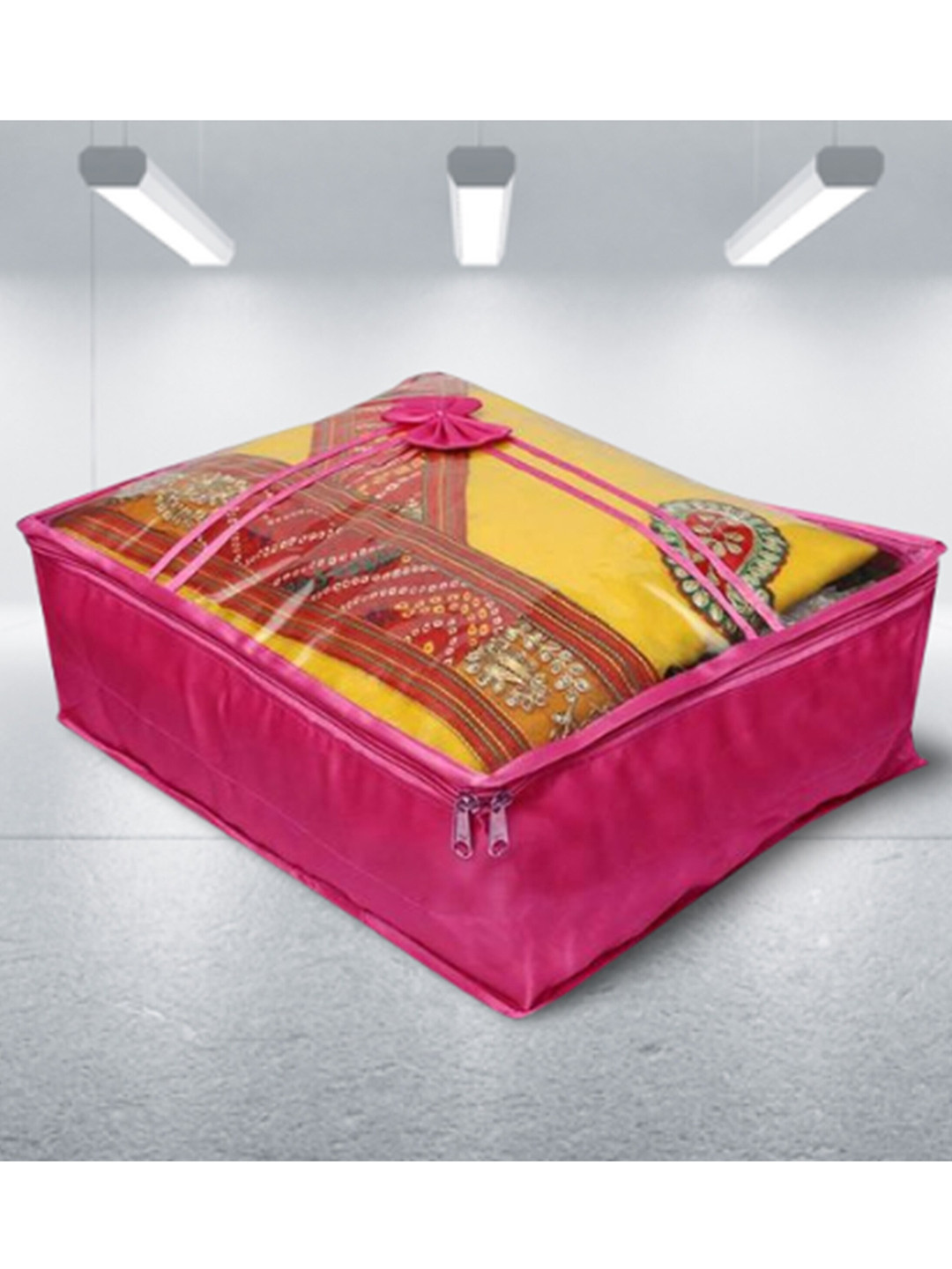 atorakushon Set Of 5 Purple Solid Saree Organisers