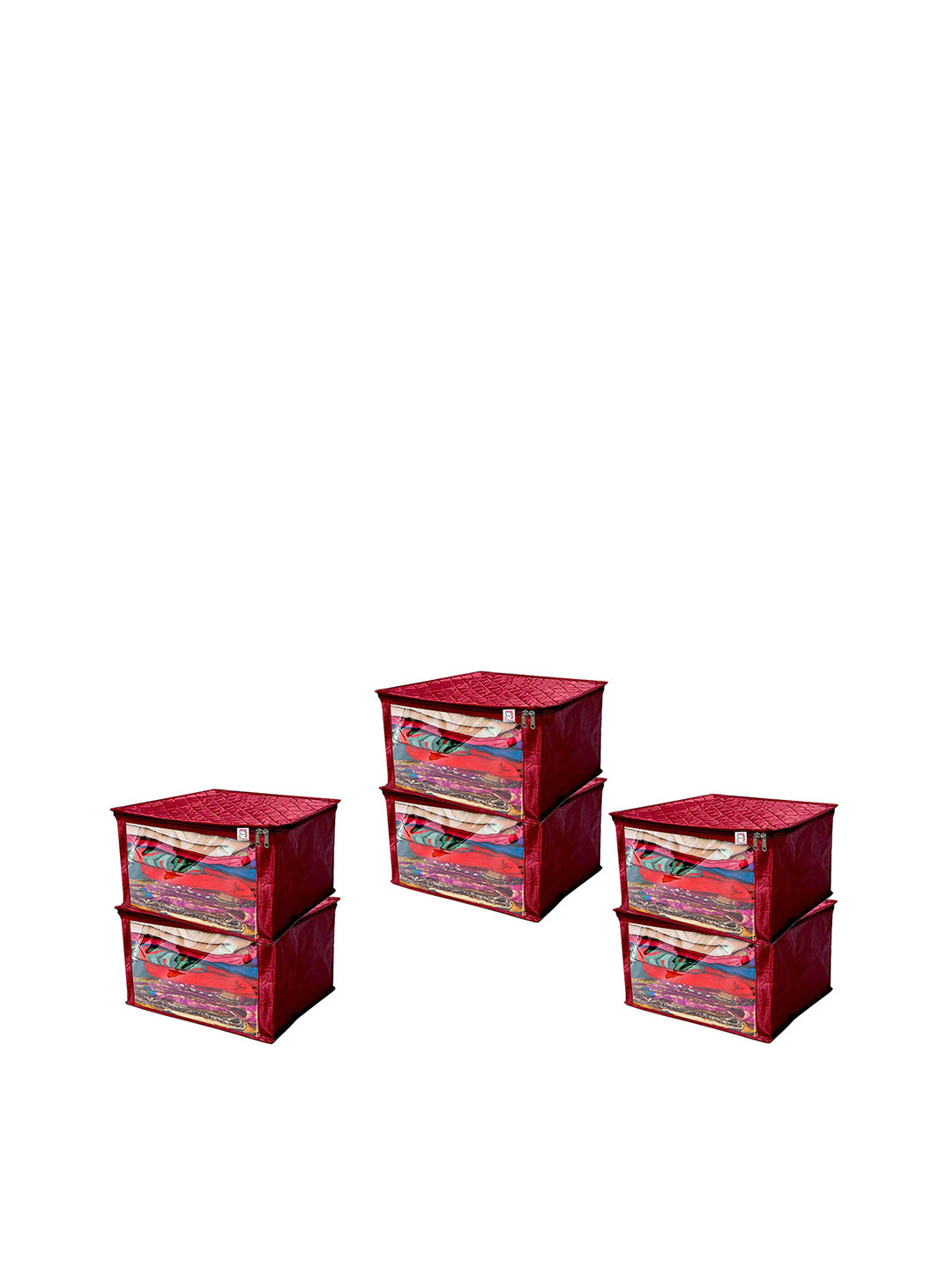 atorakushon Pack Of 6 Maroon Solid Organisers