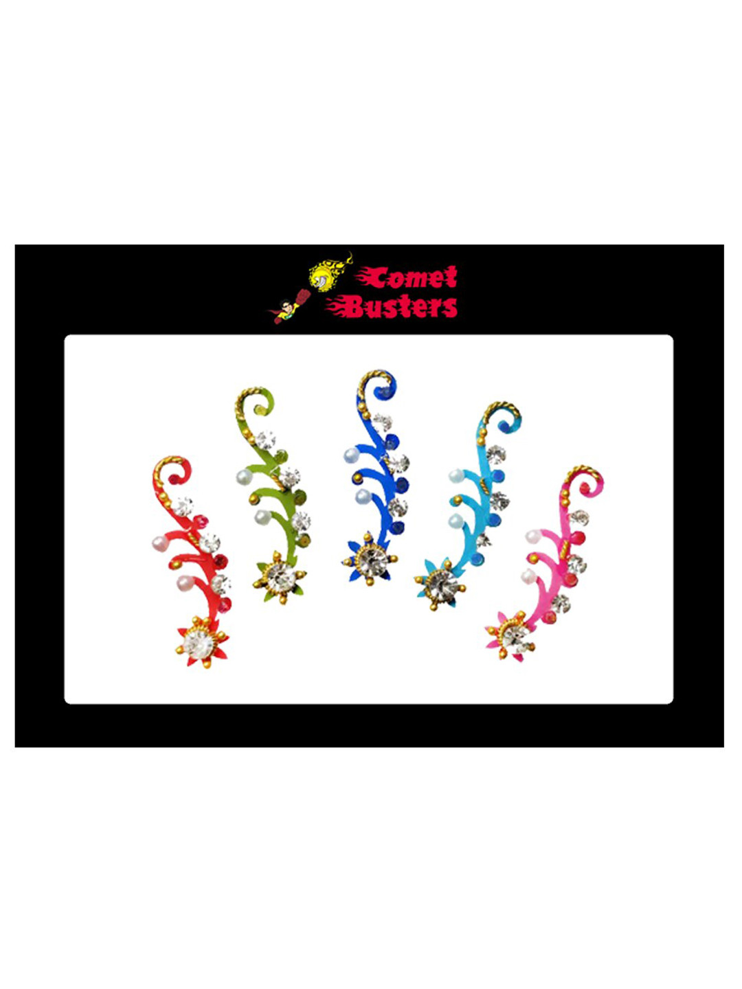 Comet Busters Red Blue & Pink Bindi Set Of 5