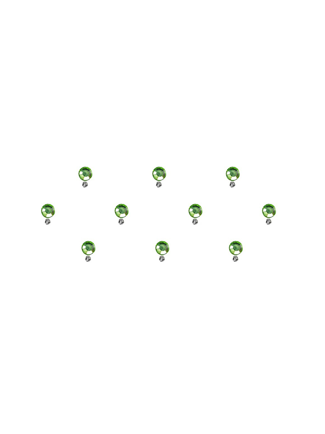 Comet Busters Set of 10 Stone-Studded Designer Bindis - Green