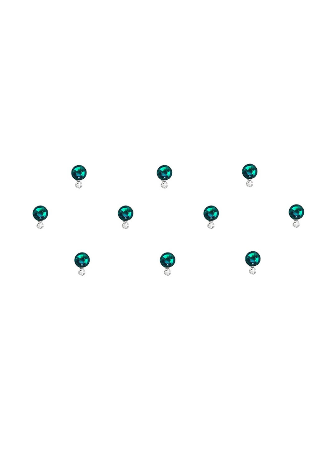 Comet Busters Set of 10 Stone-Studded Designer Bindis - Sea Green