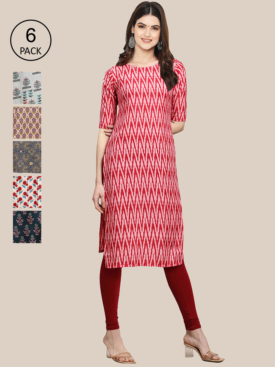 7Threads Women White and Red Summer Sheers Crepe Kurta