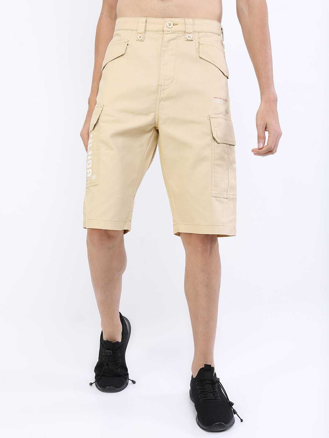 HIGHLANDER Men Beige Cargo Shorts