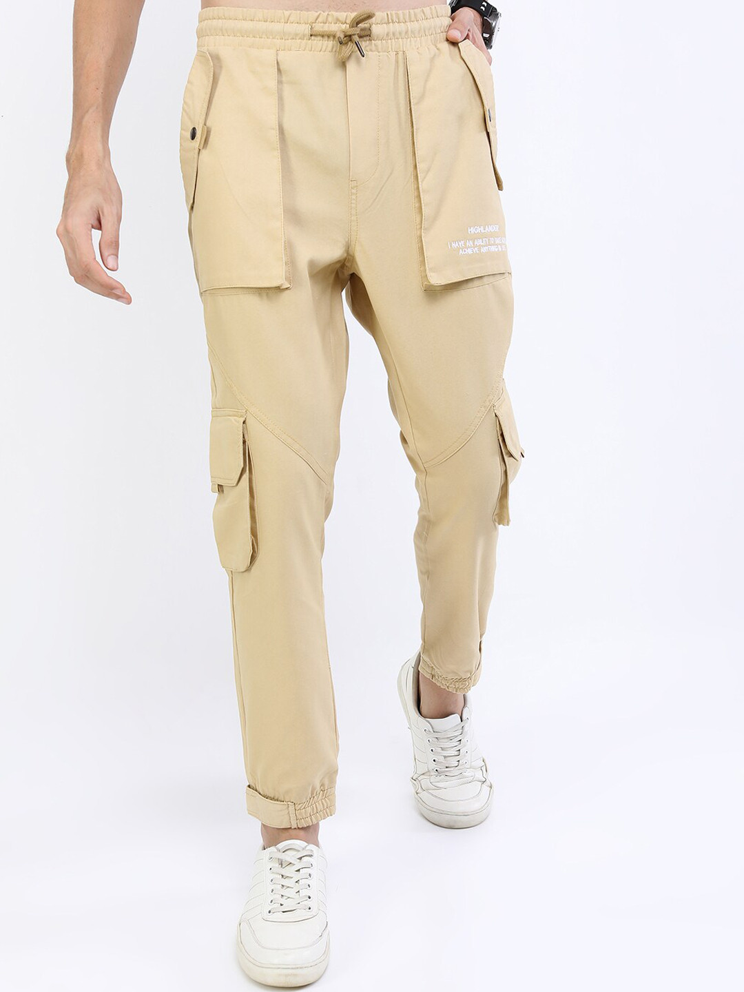 HIGHLANDER Men Beige Cargos Trouser