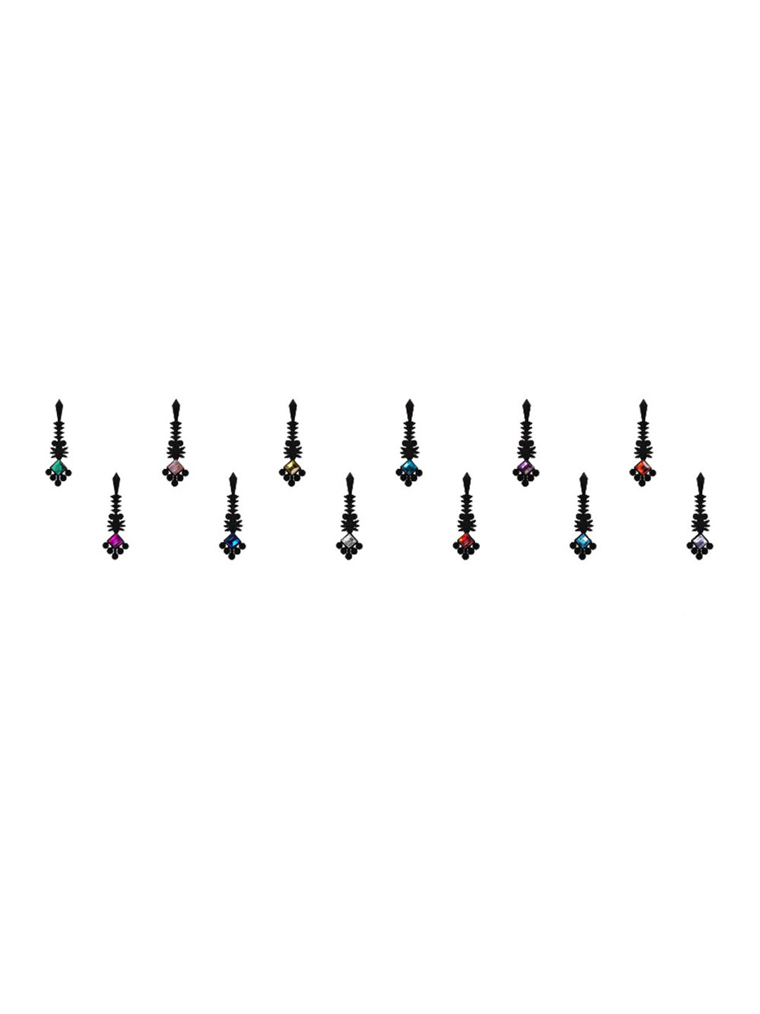 Comet Busters Set of 12 Stone-Studded Designer Bindis - Black