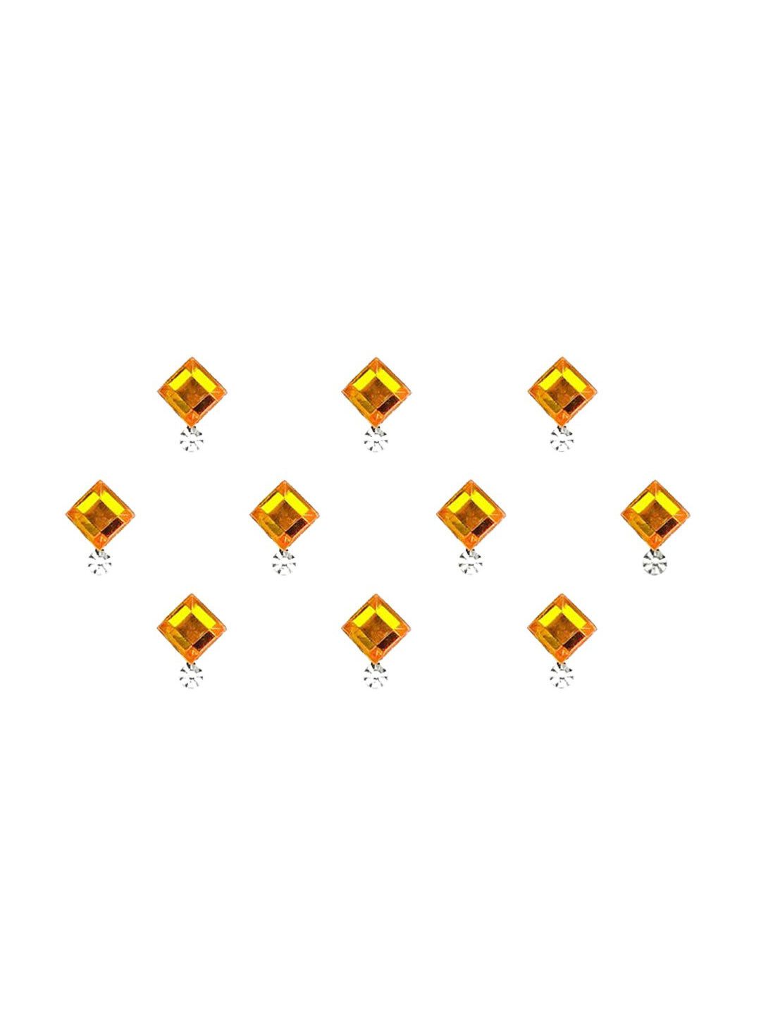 Comet Busters Yellow Diamond Shaped Bindis - 10 Pcs