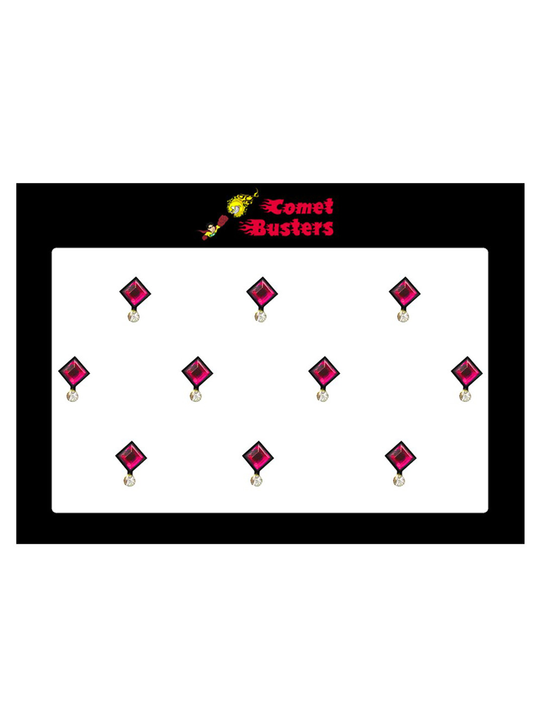 Comet Busters Pink Stone Studded Diamond Shaped Bindis - 10 Pcs