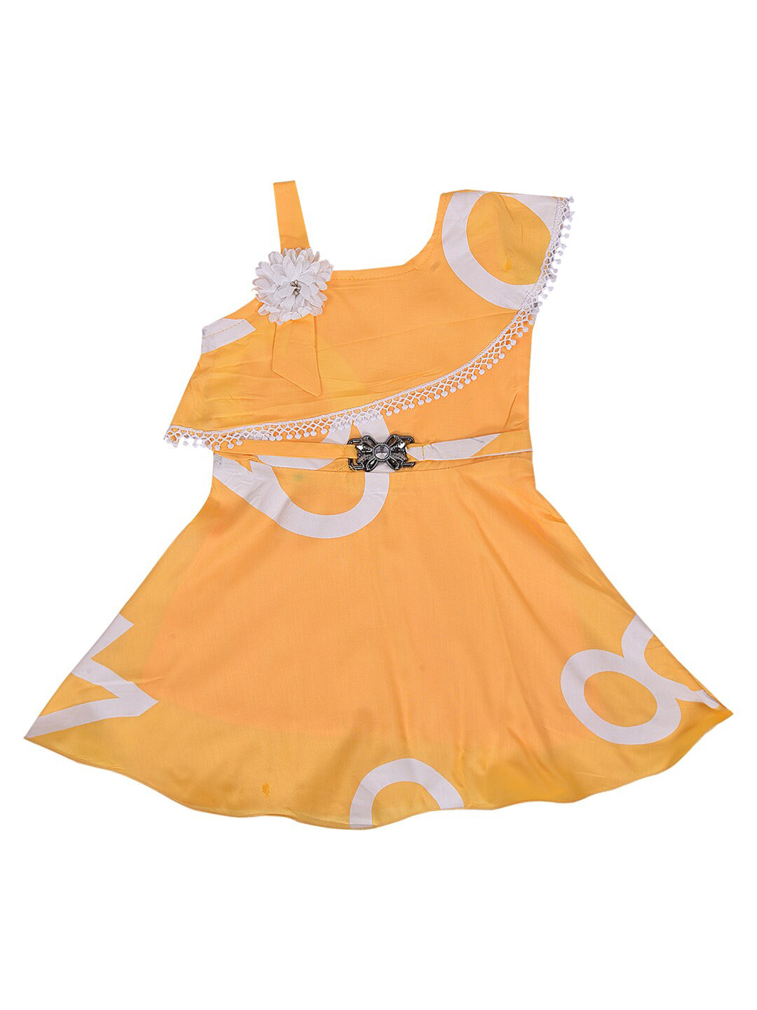 Wish Karo Girls Yellow & White Dress