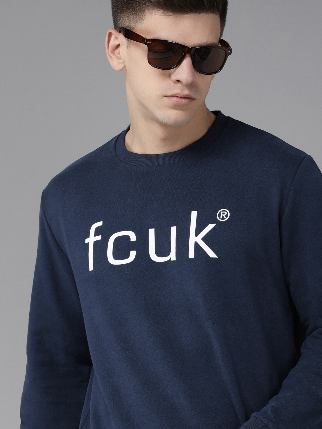French Connection Men Navy Blue Brand Logo Printed Sweatshirt
