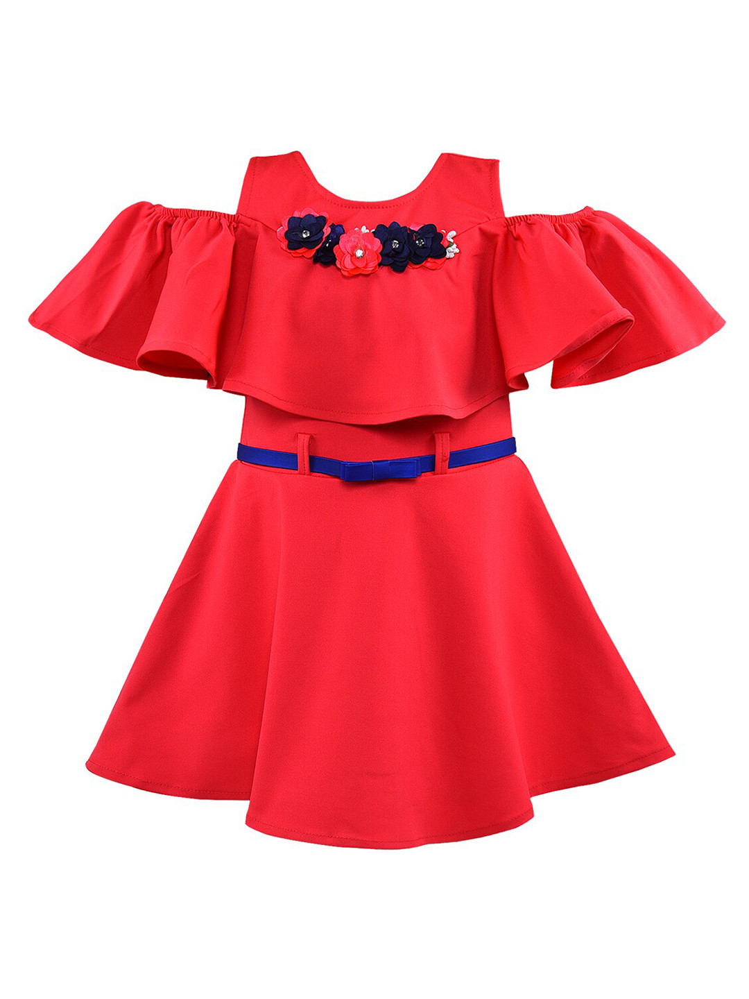 Wish Karo Red Satin Cold-shoulder Dress