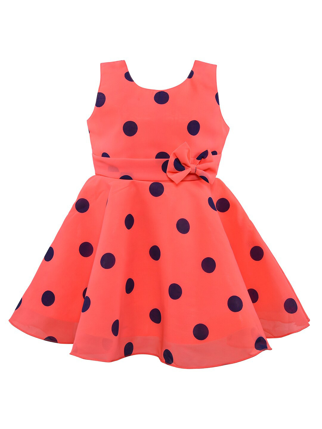 Wish Karo Orange Georgette Dress with Bow