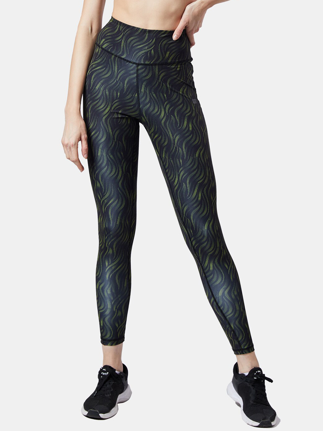 The Souled Store Women Green & Blue Printed Sports Tights