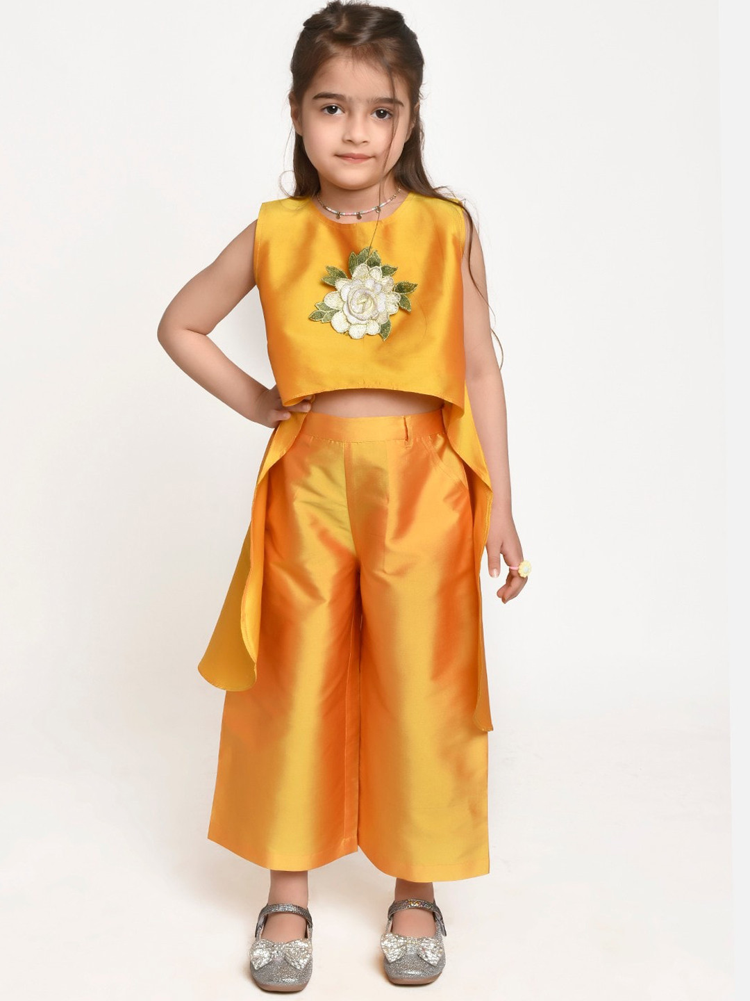 Jelly Jones Girls Yellow & White Top with Palazzos