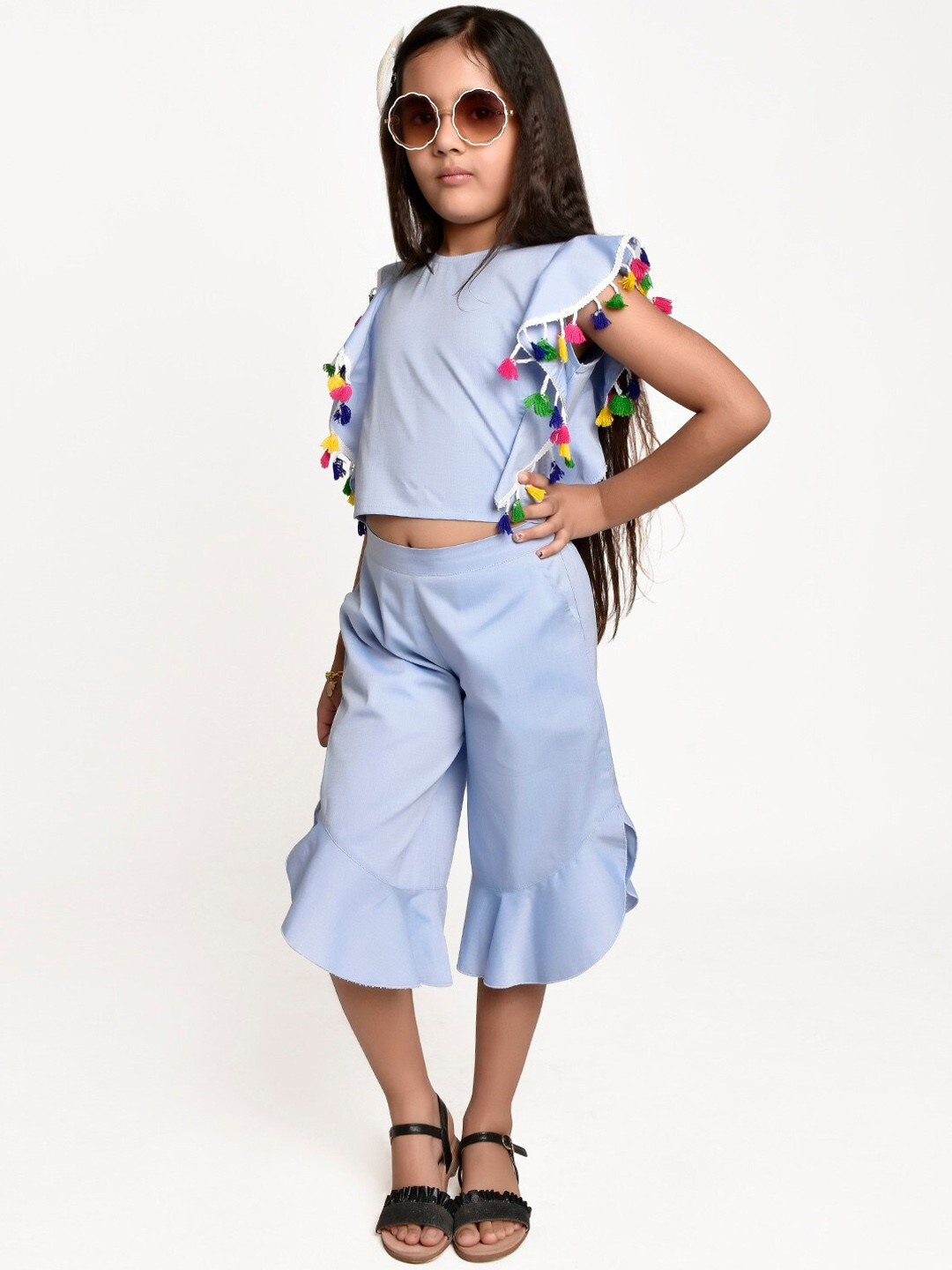 Jelly Jones Girls Blue & Green Top with Palazzos