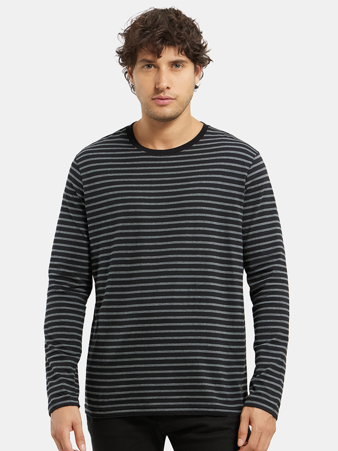 Jockey Super Combed Cotton Rich Striped Round Neck Full Sleeve Tshirt-AM01